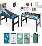 GYMAX Football Table, 41’’ Freestanding Foosball Table with 18 Football Players, 2 Footballs & Er...