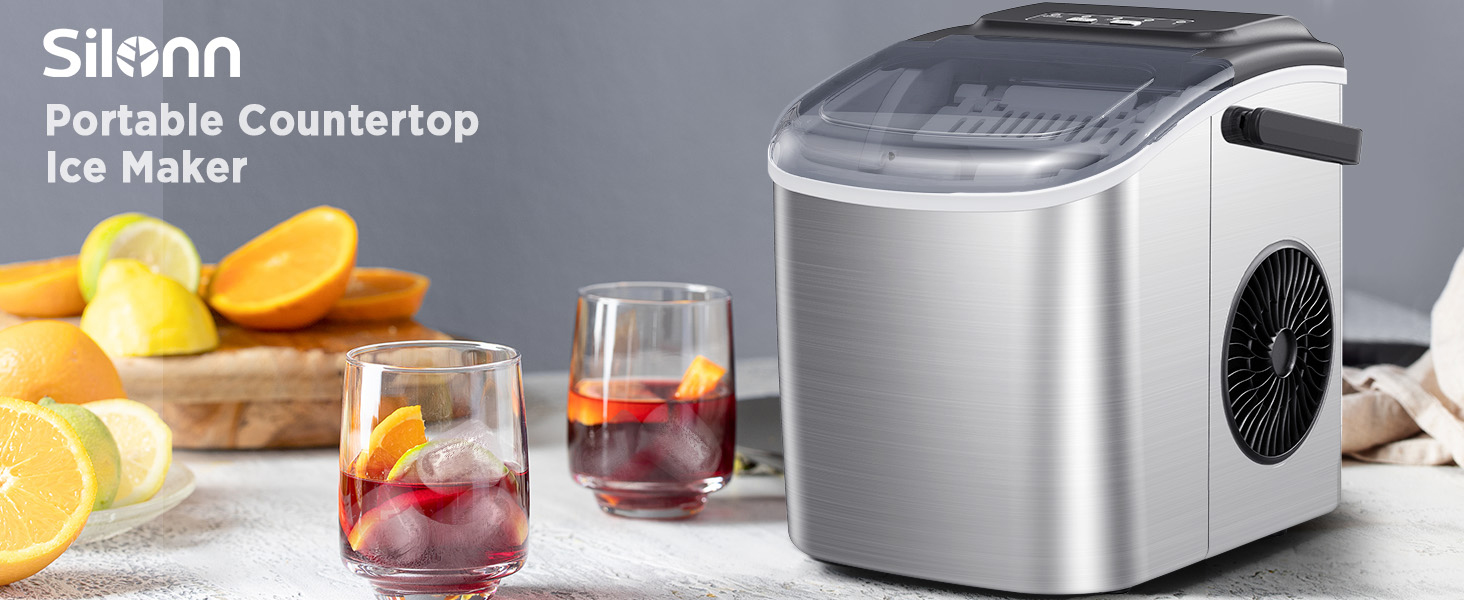 ice maker countertop machine cube makers portable silonn black 2 size bullet ice for home kitchen