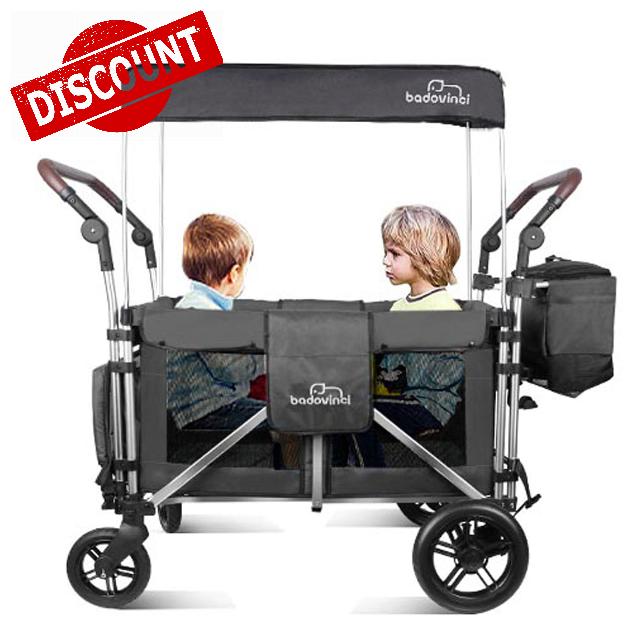 Stroller Wagon (2 Seater) - Collapsible Wagon for 2 Kids with 5-Point Harnesses