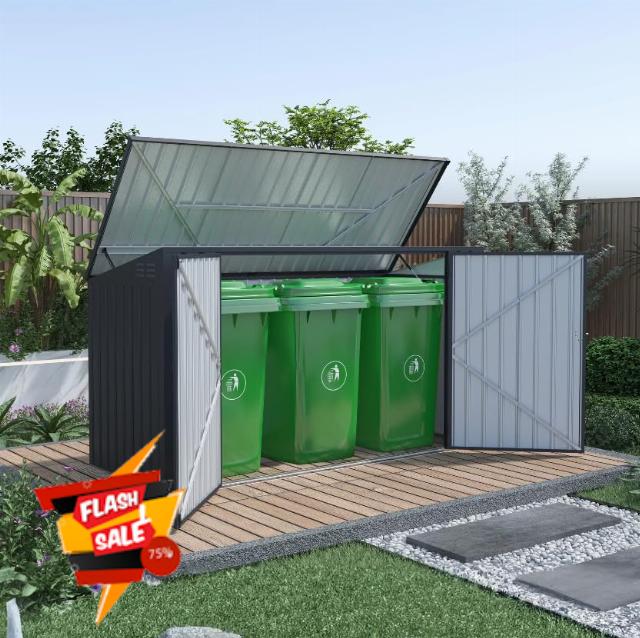 BillyOh Metal Shed Garbage Triple Wheelie Bin Storage Box