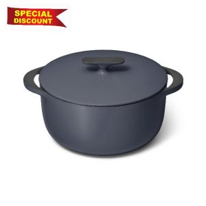 Caraway Enameled Dutch Oven - 6.5 qt Cast Iron Dutch Oven With Lid - 3 Layer Enamel Coating - No Seasoning Required - Compatible With All Stovetops - Oven Safe - No Forever Chemicals - Dark Navy