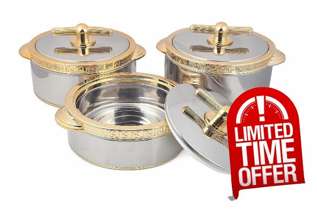 Casserole Thermoware Serving Stainless Steel Hot Cold Food Insulated Casserole Double Wall Hot Pot Jumbo Elegant Hot Pot FoodHot Box for Serve Chapatti