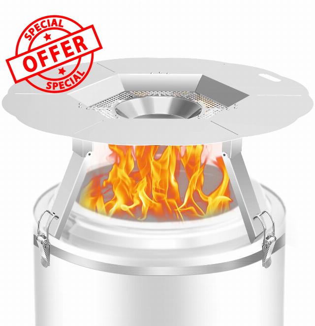 Dirza Heat Deflector Compatible with Solo Stove Yukon and Other 27" Fire Pit -Foldable Legs for Space-Saving Storage-Locking Ring Prevents Accidental Dropping Accessory for Fire Pit
