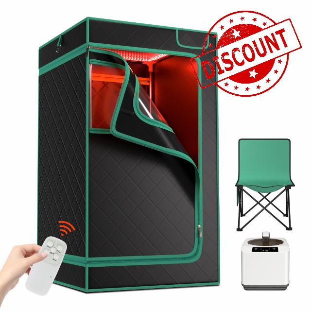 TOREAD Portable Infrared Steam Sauna with 660nm Red Light Therapy Saunas for Home