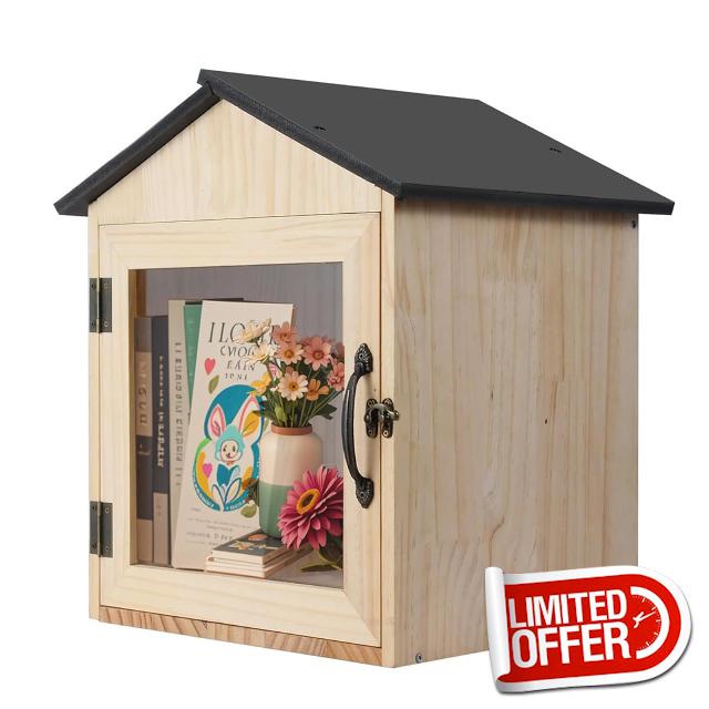 Outdoor Library Box Literature Exchange Box Book Storage Books Little Wood Cabinet for DIY