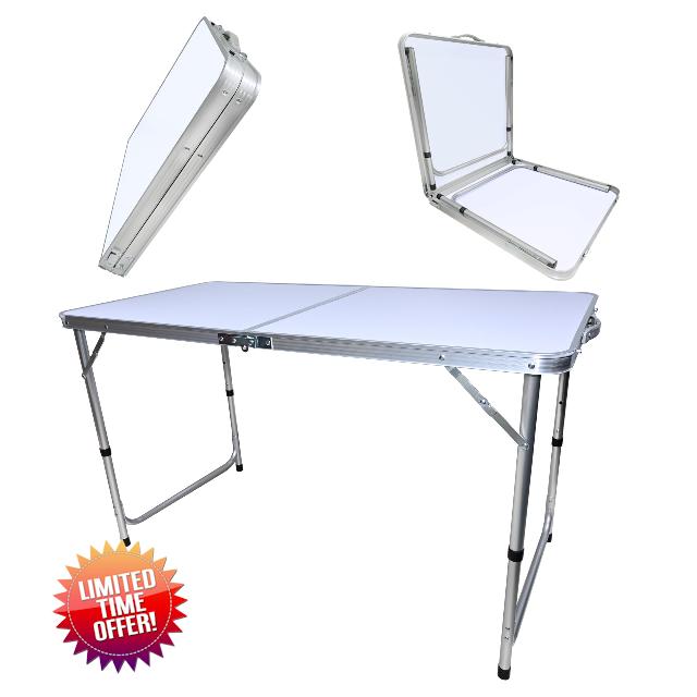 4FT heavy-duty folding table camping self-service wedding banquet market garden party market stall picnic indoor and outdoor folding carrying handle