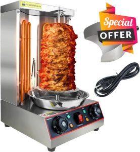 Electric Shawarma Grill Machine 3000W Vertical Broiler Rotisserie Chicken Grill Kitchen Restaurant Home Use Silver