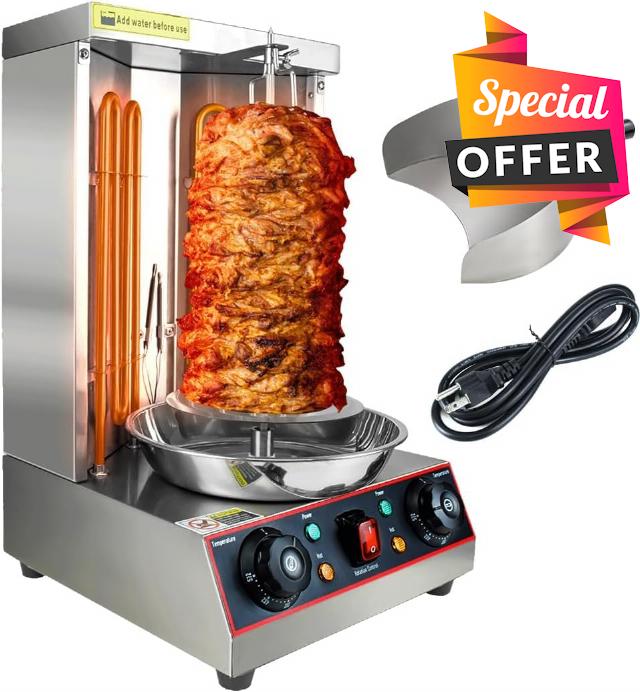 Electric Shawarma Grill Machine 3000W Vertical Broiler Rotisserie Chicken Grill Kitchen Restaurant Home Use Silver