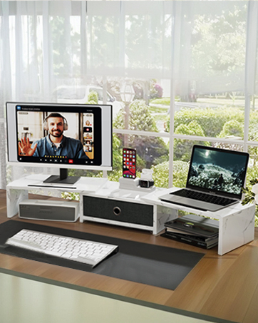 OYRREU Dual Monitor Stand, 91x26cm Monitor Stand Monitor Riser, Double Monitor Stand for Desks Sh...