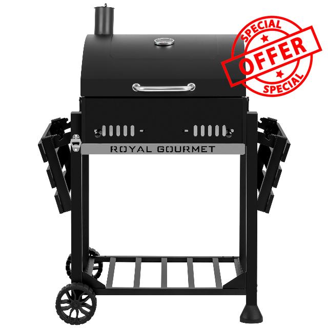 Royal Gourmet CD1824ET 24-Inch Movable Charcoal Grill with Foldable Side Tables