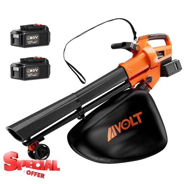 AIVOLT Cordless Leaf Vacuum Blower Mulcher with Battery and Charger