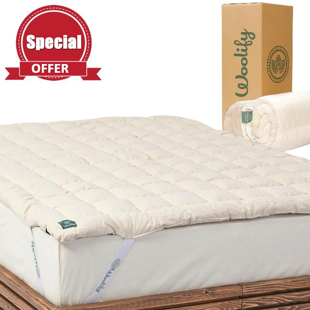 Organic Merino Wool Mattress Topper - 2 inches Pillow Top Mattress Pad