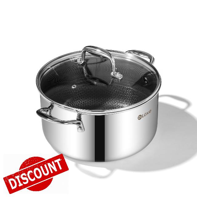 DELUXE Hybrid Nonstick 5.4-Quart Stockpot with Tempered Glass Lid