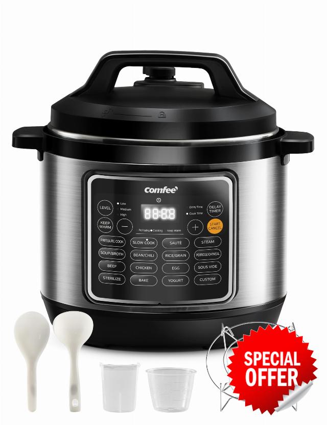 COMFEE’ Pressure Cooker 8 Quart with 16 Cooking Functions