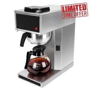 YUANHAO 12-Cup Pourover Commercial Coffee Maker Brewer with Glass Carafe and Warmers- 120V
