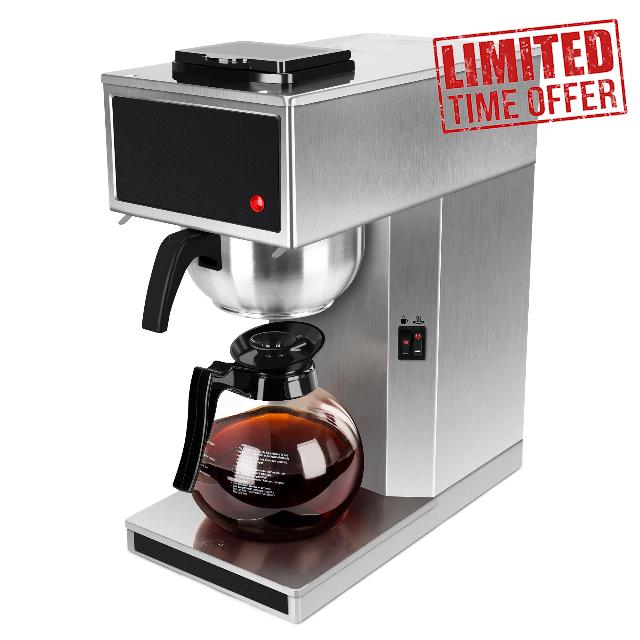 YUANHAO 12-Cup Pourover Commercial Coffee Maker Brewer with Glass Carafe and Warmers- 120V