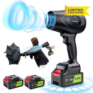 Electric-Cordless-Leaf-Blower - 300000RPM Handheld Leaf Blower - 2 X 4.0Ah Batteries and Charger Included
