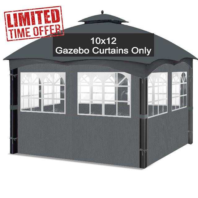 10'x12' Gazebo Curtains Outdoor Waterproof with PVC Windows