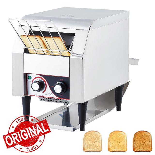 Garvee Commercial Toaster Conveyor 150 Slices/H Heavy Duty Industrial Conveyor Toaster Stainless Steel Electric Oven with Dual Heating Tube 7-speed Adjustments for Bagel Croissant Restaurant Bakery