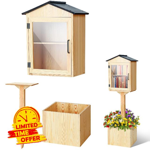 Wooden Little Library Box Outdoor Free Library