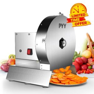 PYY Electric Vegetable Slicer Commercial - 120W Cabbage Onion Potato Manual Cutter with 10 inch Blade for Home 0-0.5 Inch Adjustable Thickness Shredder
