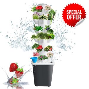 Hydroponics Growing System Vertical Planter Germination Kit Indoor Smart Garden Vegetable Plant Kit with Pump and Movable Water Tank Gift for Gardening Lover (30-Plant)