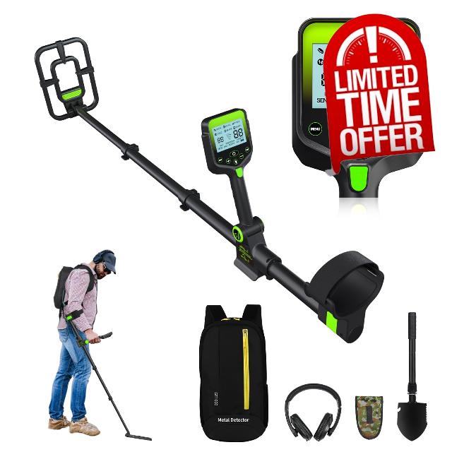 Metal Detector for Adults Waterproof - 2000Amh Chargeable Professional Cordless Gold Detector with LCD Display