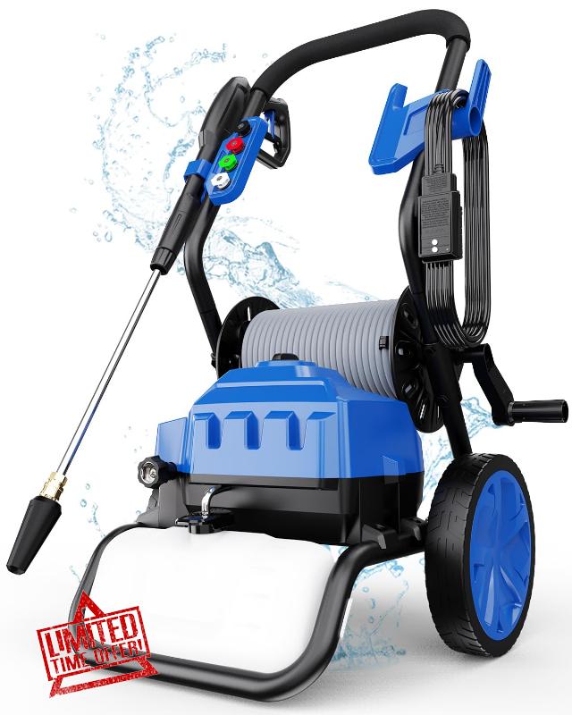 Electric Pressure Washer - 3000 PSI 1.6 GPM Power Washer with Turbo Nozzle and 4 Nozzle Tips