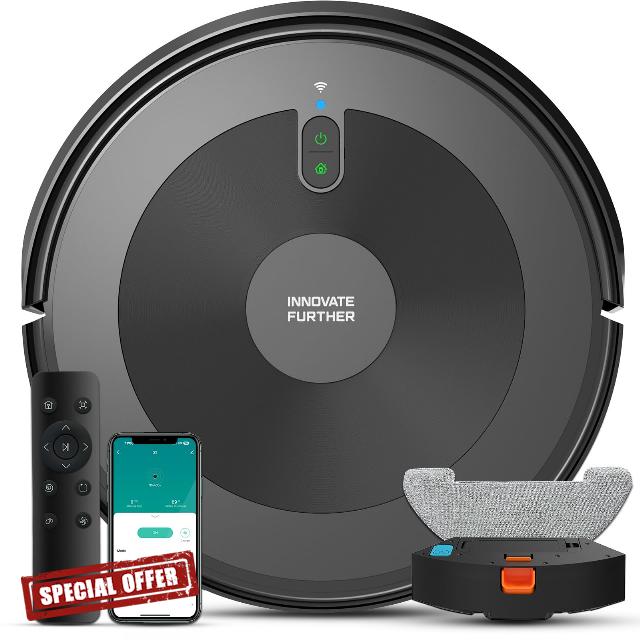 Robot Vacuum and Mop Combo: Robot Vacuum Cleaner 2500Pa Strong Suction & Tangle-Free & Alexa/APP Control & Schedule Cleaning