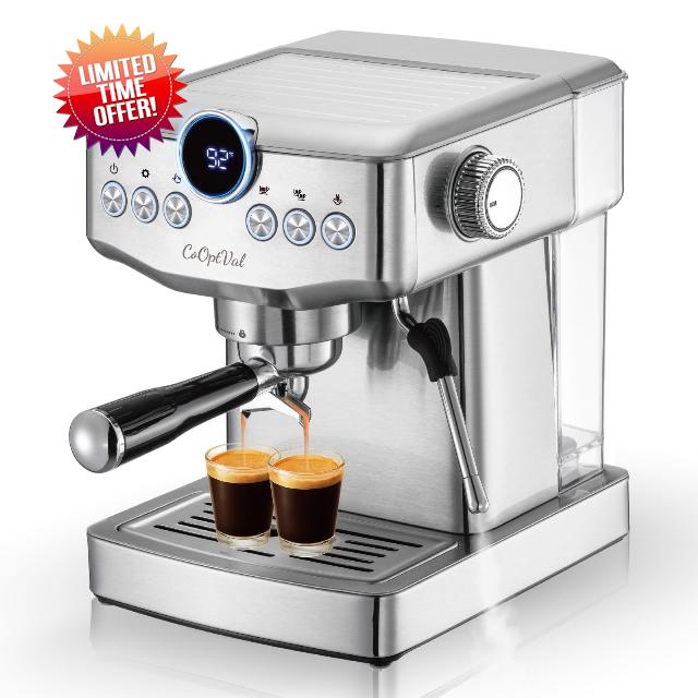 20-Bar Professional Espresso Machine – Customizable Brewing (Temp