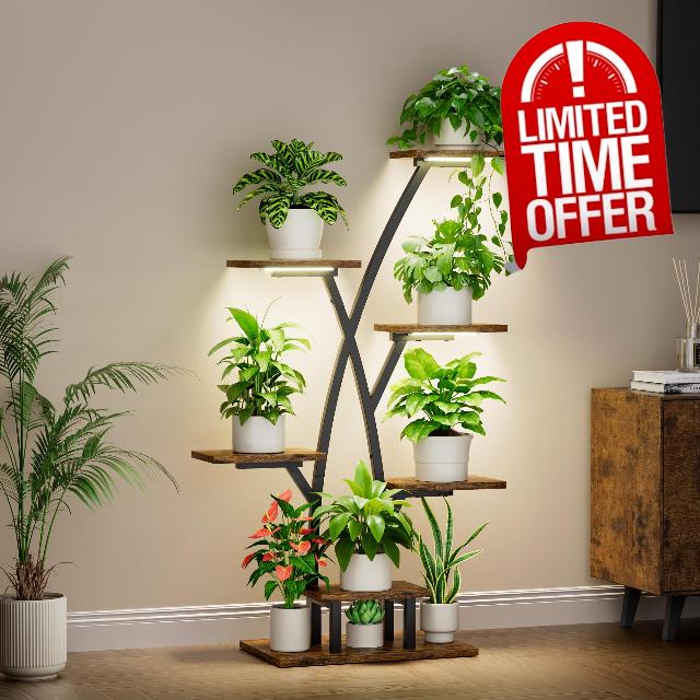 BACEKOLL Indoor Plant Stand with Grow Lights