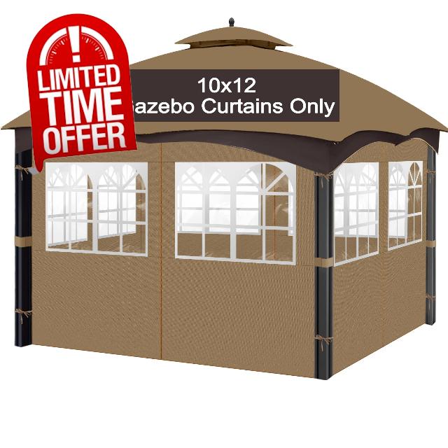 10'x12' Gazebo Curtains Outdoor Waterproof with PVC Windows