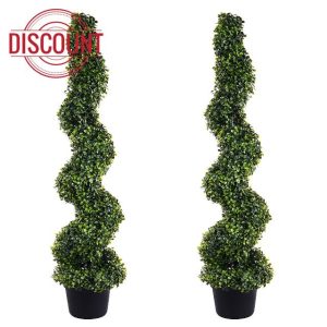 4FT Artificial Boxwood Spiral Topiary Trees