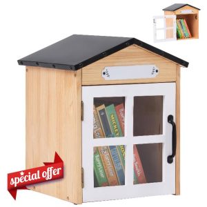 Outdoor Book Sharing Box: Natural Wood Library Box with Reinforced Waterproof Roof