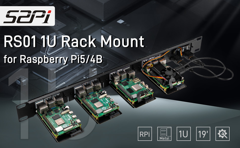 RS01 1U Rack Mount for Raspberry Pi 5