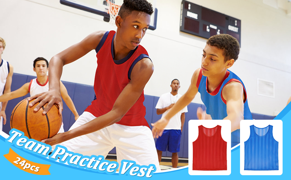Sports Pinnies Youth Football Training Bibs 24 Pack Bulk