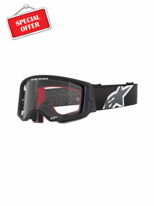 Alpinestars Supertech MX ATV MTB Off Road Race Goggles (Black/Grey - Clear Lens)