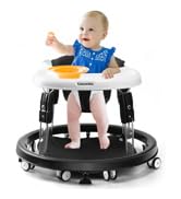 Baby Walker, Foldable Multi-Function Anti-Rollover Walker with Brake Design, 7 Level Height Adjus...