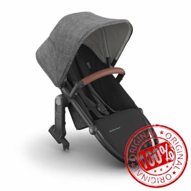 UPPAbaby RumbleSeat V3 Second Lower Seat - Compatible with Vista V2 and Vista V3 - All-Weather Seat + Magnetic Buckle – Adapters Included - Greyson (Charcoal Mélange/Carbon Frame/Saddle Leather)