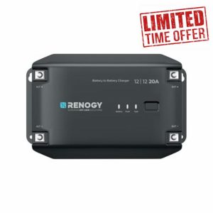Renogy 12V 20A DC to DC Battery Charger with Multi-Stage Charging and Bluetooth Compatibility for Flooded