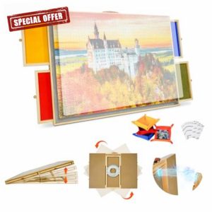 2-in-1 Rotating Puzzle Board 1500 Pieces with Drawers and Cover