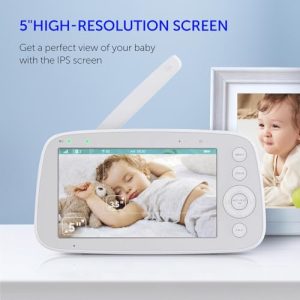 5'' IPS Screen Video Baby Monitor With Pan-Tilt-Zoom Camera No WiFi