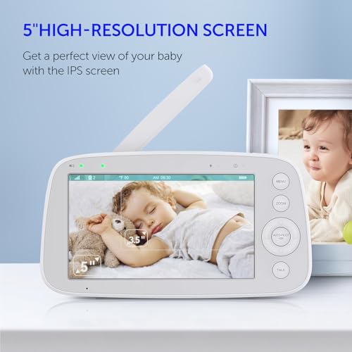 5'' IPS Screen Video Baby Monitor With Pan-Tilt-Zoom Camera No WiFi