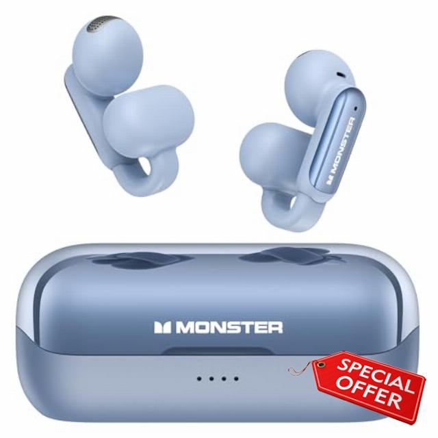 Monster Open AC601 Bluetooth Earbuds - Comfortable Clip-On Wireless Earbuds with Bluetooth 5.4