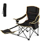 COSTWAY Folding Camping Chair, Outdoor Portable Lounge Chair with Footrest & Removable Cushion, R...