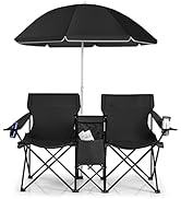 COSTWAY 360° Swivel Hunting Chair, Folding Camping Chairs with 3 Position Adjustable Legs & Adjus...