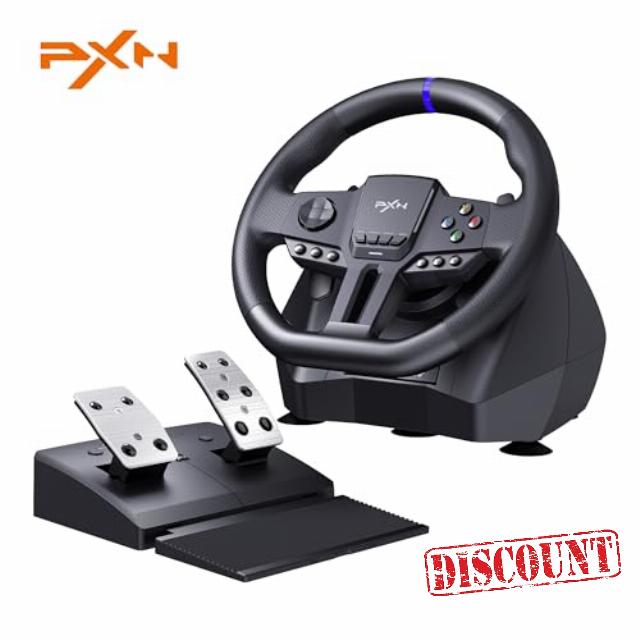 PXN V900 GEN2 PC Racing Wheel 270°/900° Dual Mode Rotation Magnetic Sensor Gaming Steering Wheel with RGB Pedals and Upgraded Type-C Interface Support PXN Wheel App Compatible with PC PS4 PS3 Xbox Series X|S Xbox One Switch