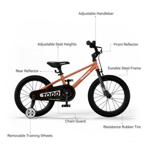 14 16 18 Inch Children's Bicycle with Training Wheels Pedal Brakes Handbrake & Kickstand Training Bike for Kids and Toddler Multiple Color