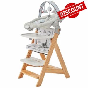 Wooden High Chair with Baby Bouncer - Convertible Baby Highchair with Tray - Adjustable High Chair for Babies/Toddlers/6 Months - Water Resistant Natural Wood Yellow