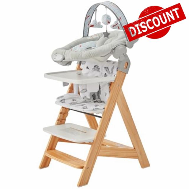 Wooden High Chair with Baby Bouncer - Convertible Baby Highchair with Tray - Adjustable High Chair for Babies/Toddlers/6 Months - Water Resistant Natural Wood Yellow